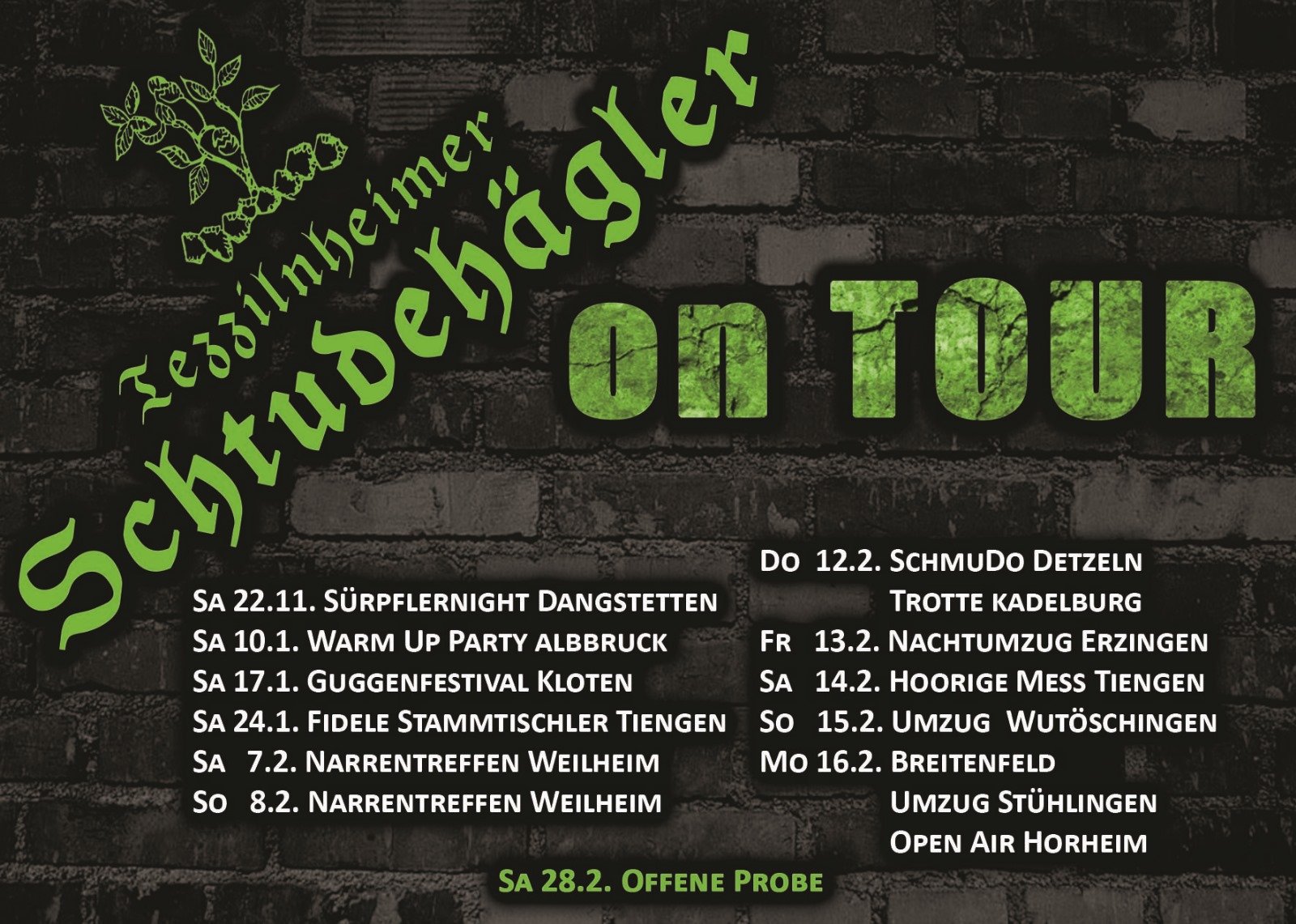 Schtudehägler Tourplan 2025 2026