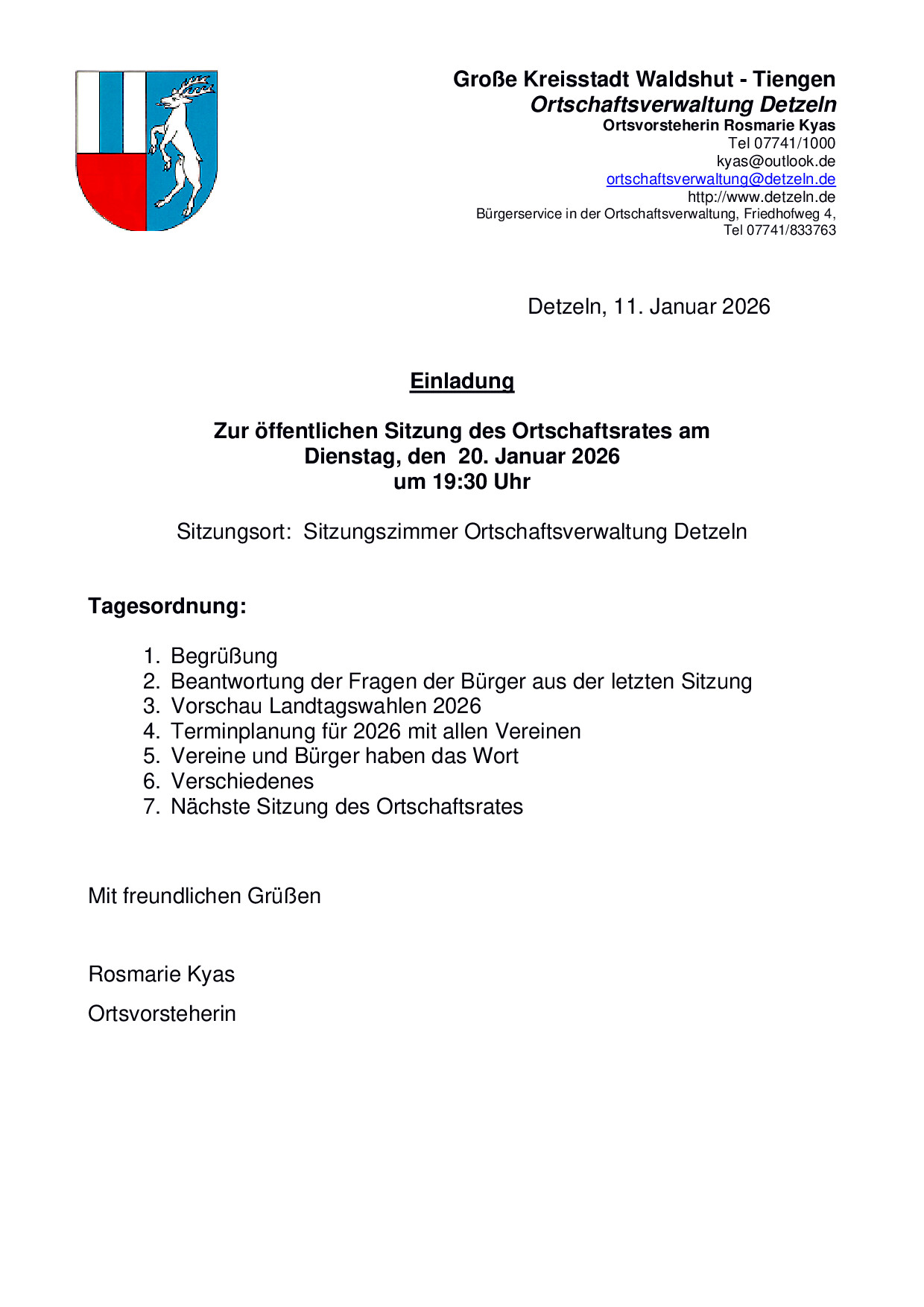 Sitzung des Ortschaftsrates