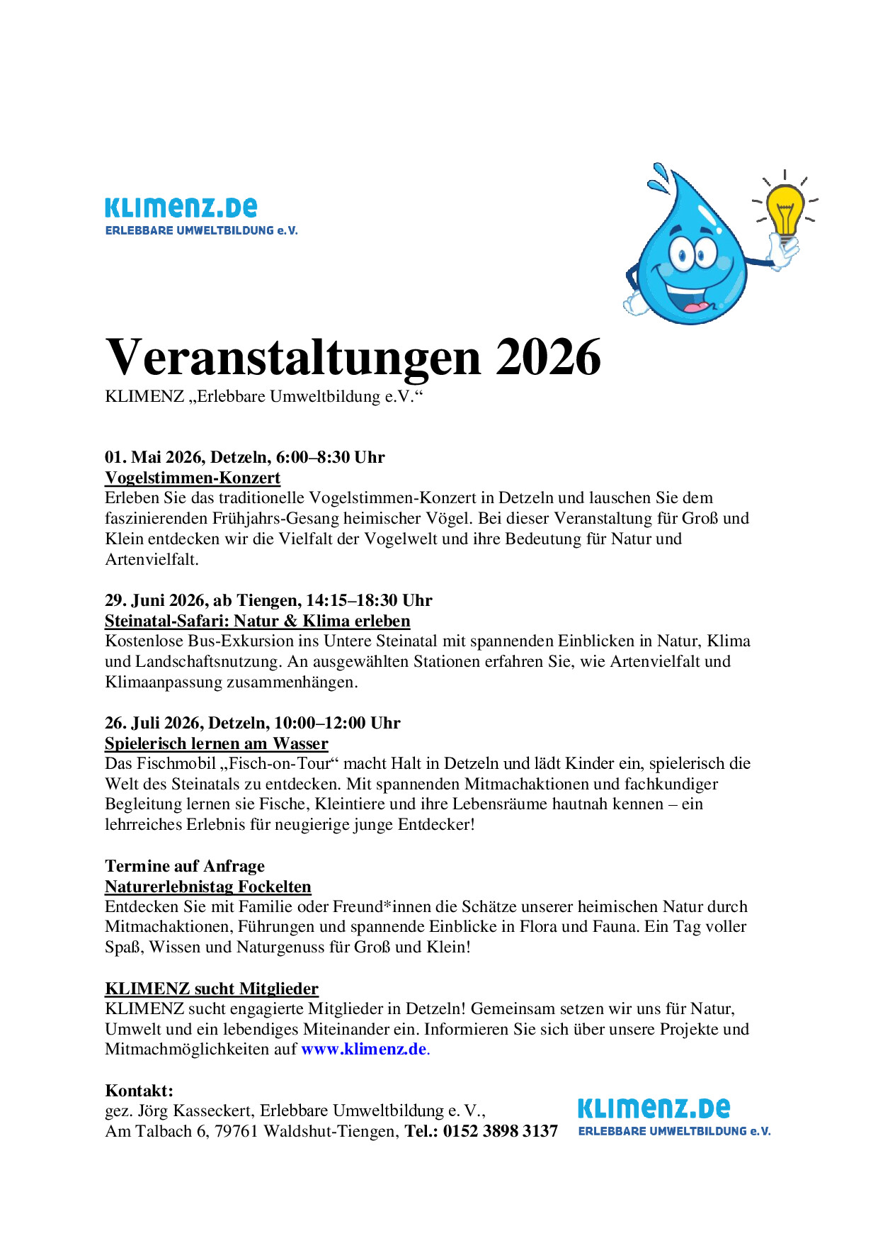 KLIMENZ Veranstaltungen 2026